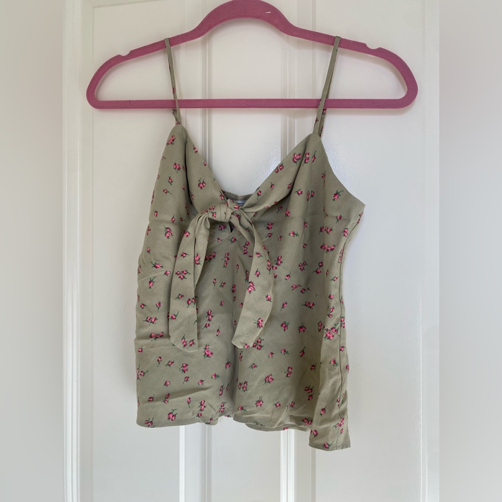 floral tie top tank top